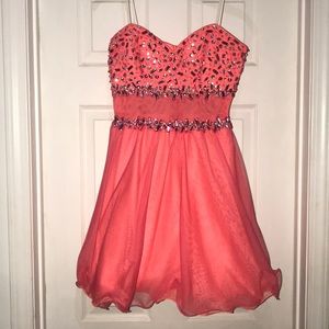 Beaded Coral Prom Dress